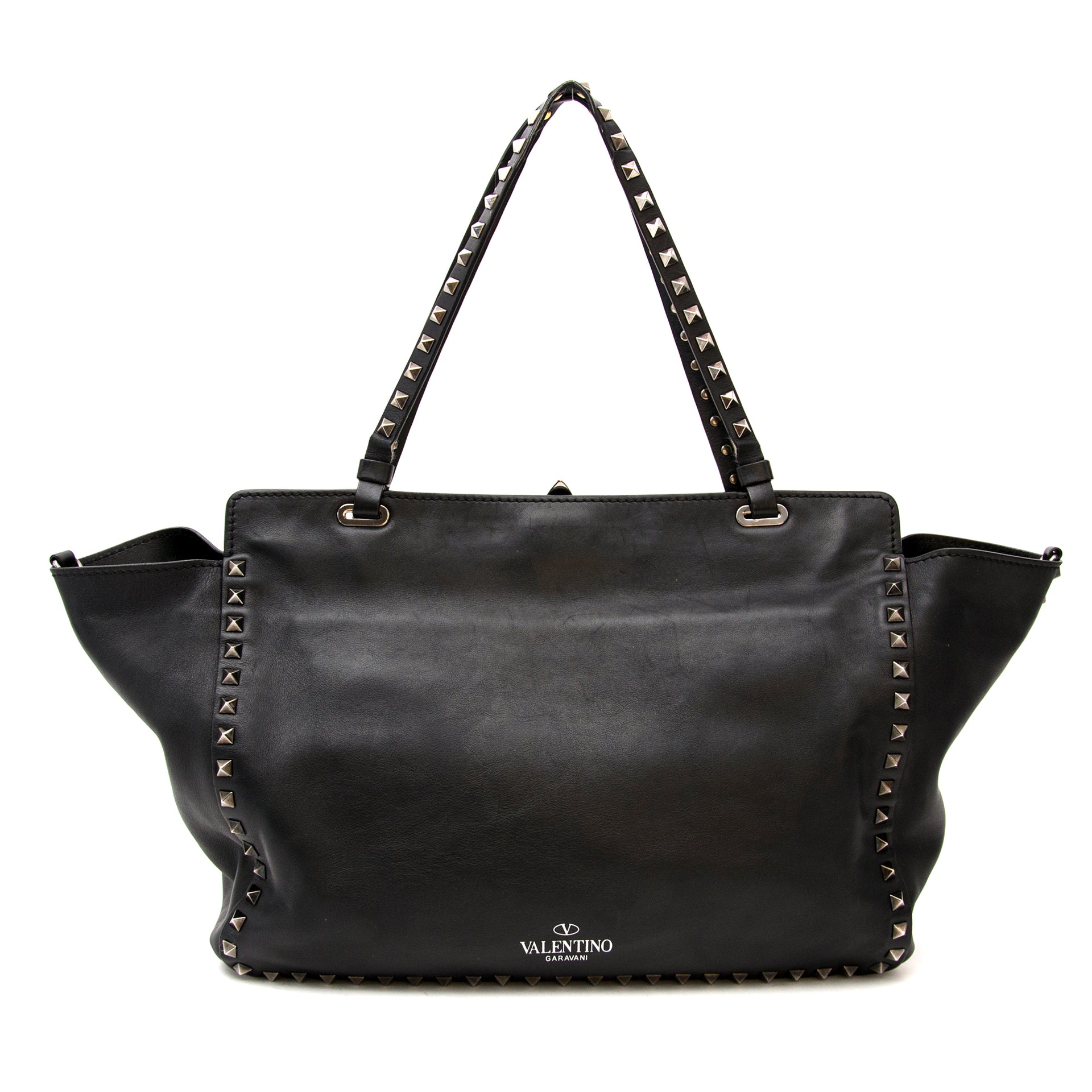 comme neuf 100% authentic sac a main Valentino Black Rockstud Trapeze Tote