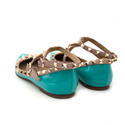 Buy your exclusive and authentic Valentino Green Patent Leather Rockstud Ballerinas