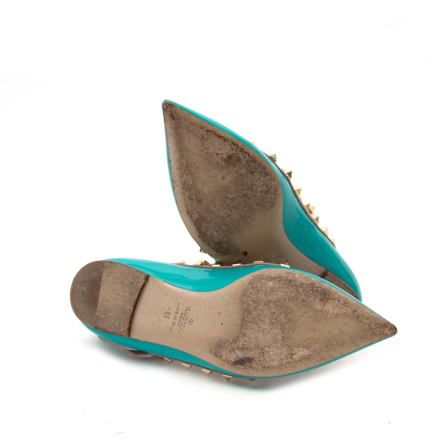 Valentino Green Patent Leather Rockstud Ballerina flats online