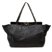 koop veilig online aan de beste prijs Valentino Black Rockstud Trapeze Tote
