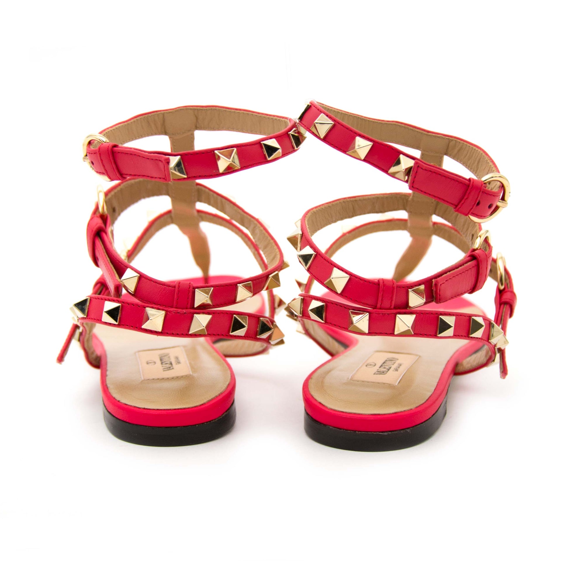 acheter en ligne pour le meilleur prix seconde main alentino Garavani Rockstud Sandals Pink