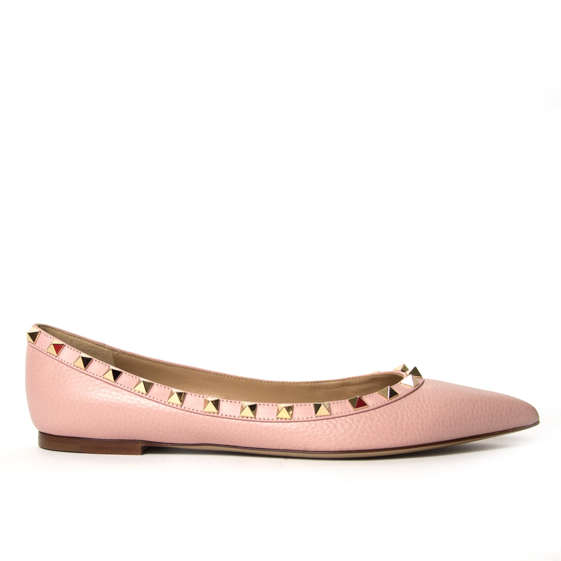 koop Valentino Baby Pink Rockstuds Flats - Size 38 bij labellov aan de beste prijs