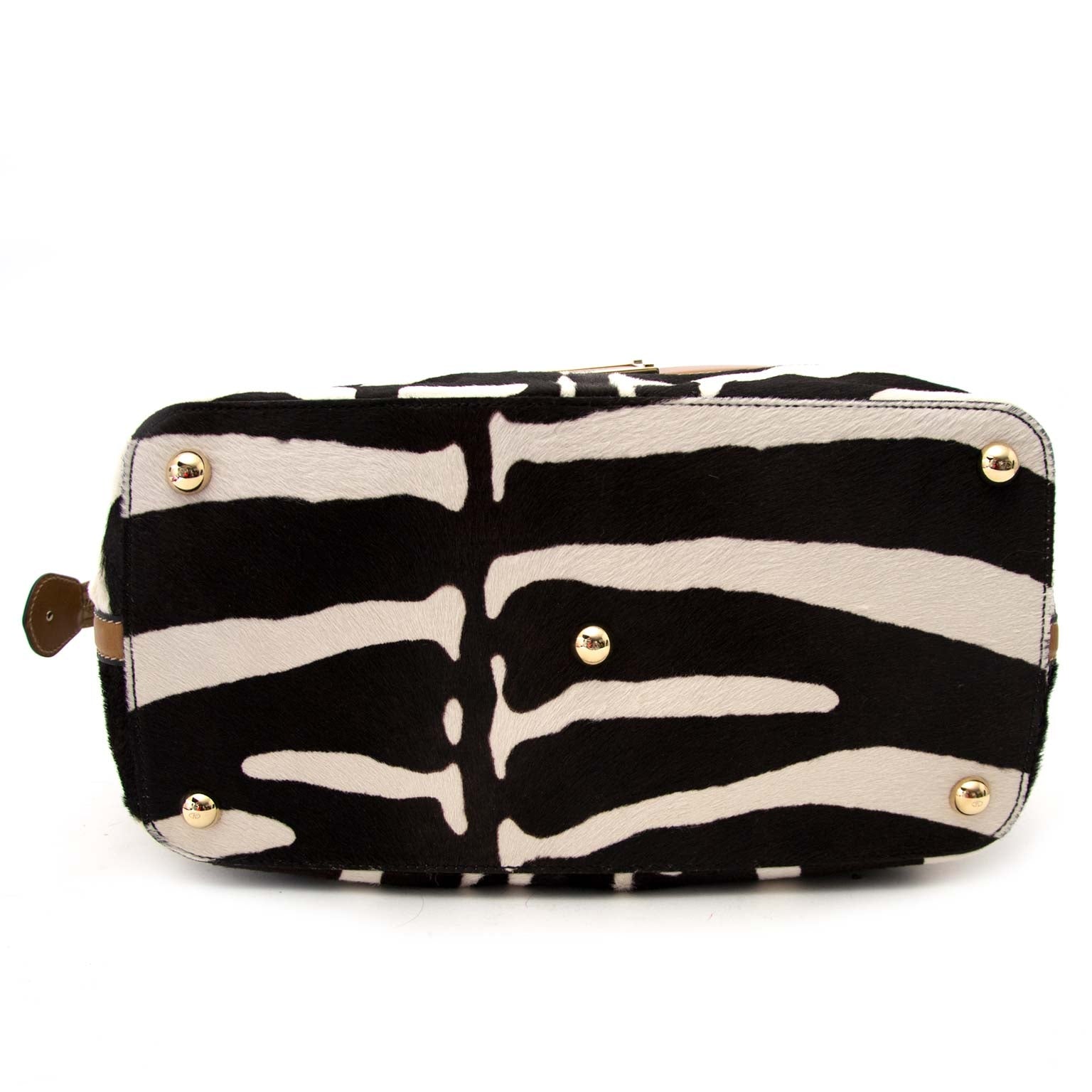 Valentino Zebra Motive Pony Hair Leather Studded Bag secondhand luxury bags worldwide shipping