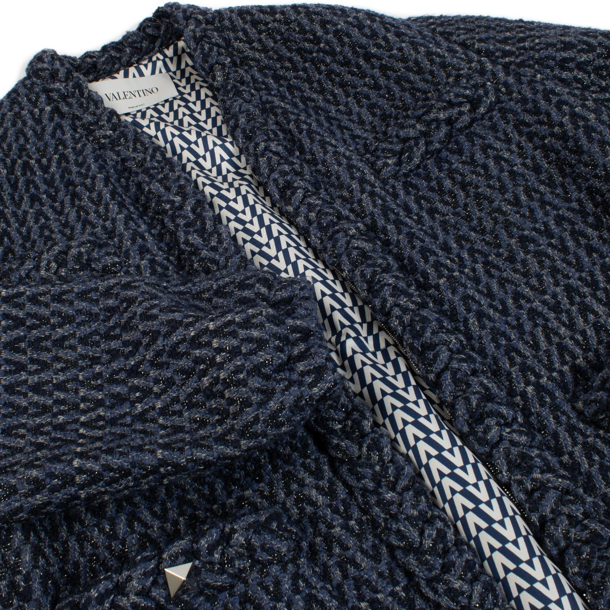 Veste cloutée Valentino Blue Tweed Roman - Taille IT40
