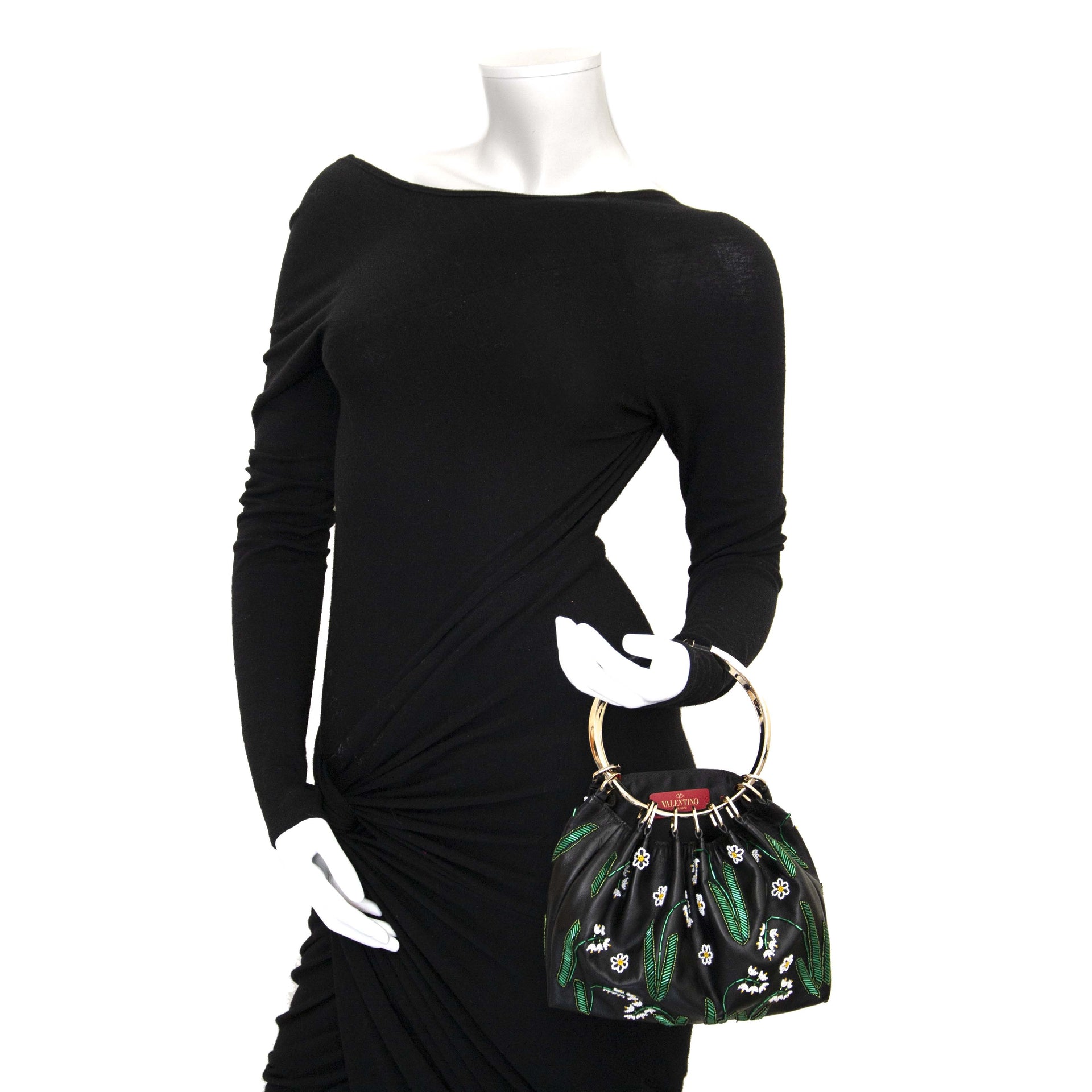 Buy authentic second hand Valentino Ring Handle Floral Embellished Bag at online webshop LabelLOV