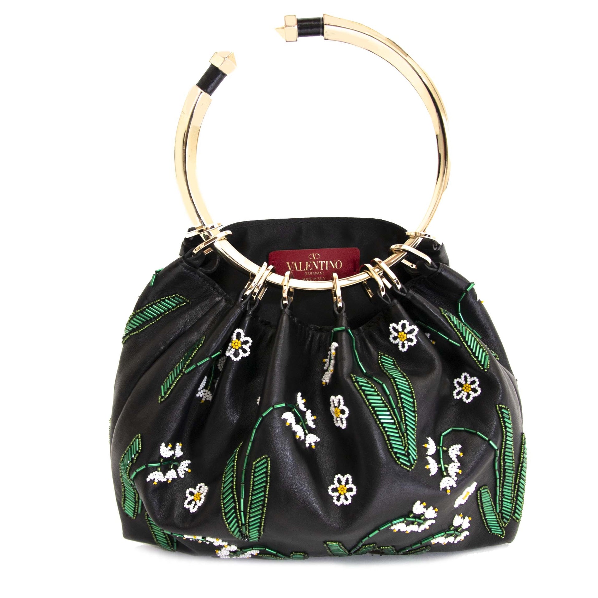 Buy authentic second hand Valentino Ring Handle Floral Embellished Bag at online webshop LabelLOV