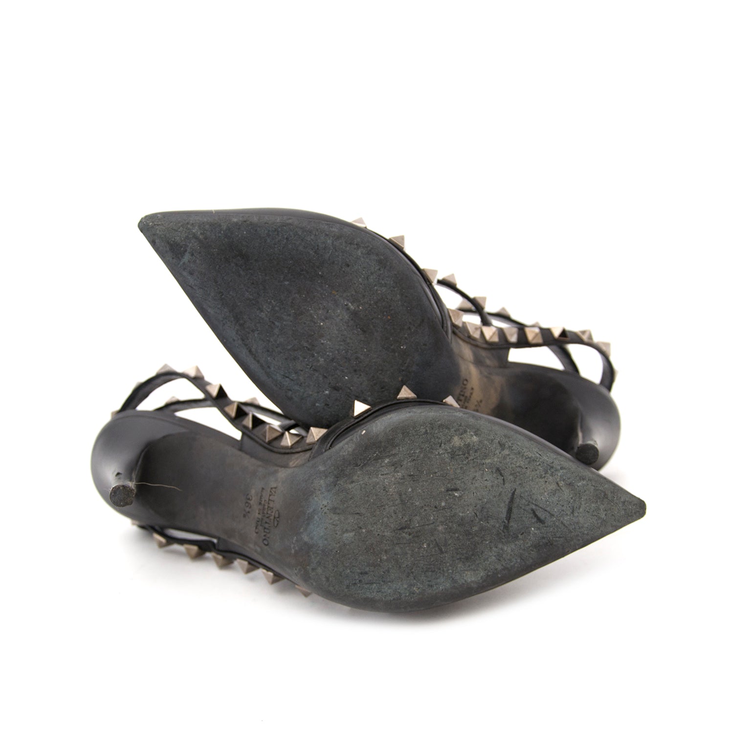 Valentino Garavani Black Leather Rockstud Caged Pumps – Labellov