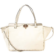 Valentino Garavani White Rockstud Leather Tote