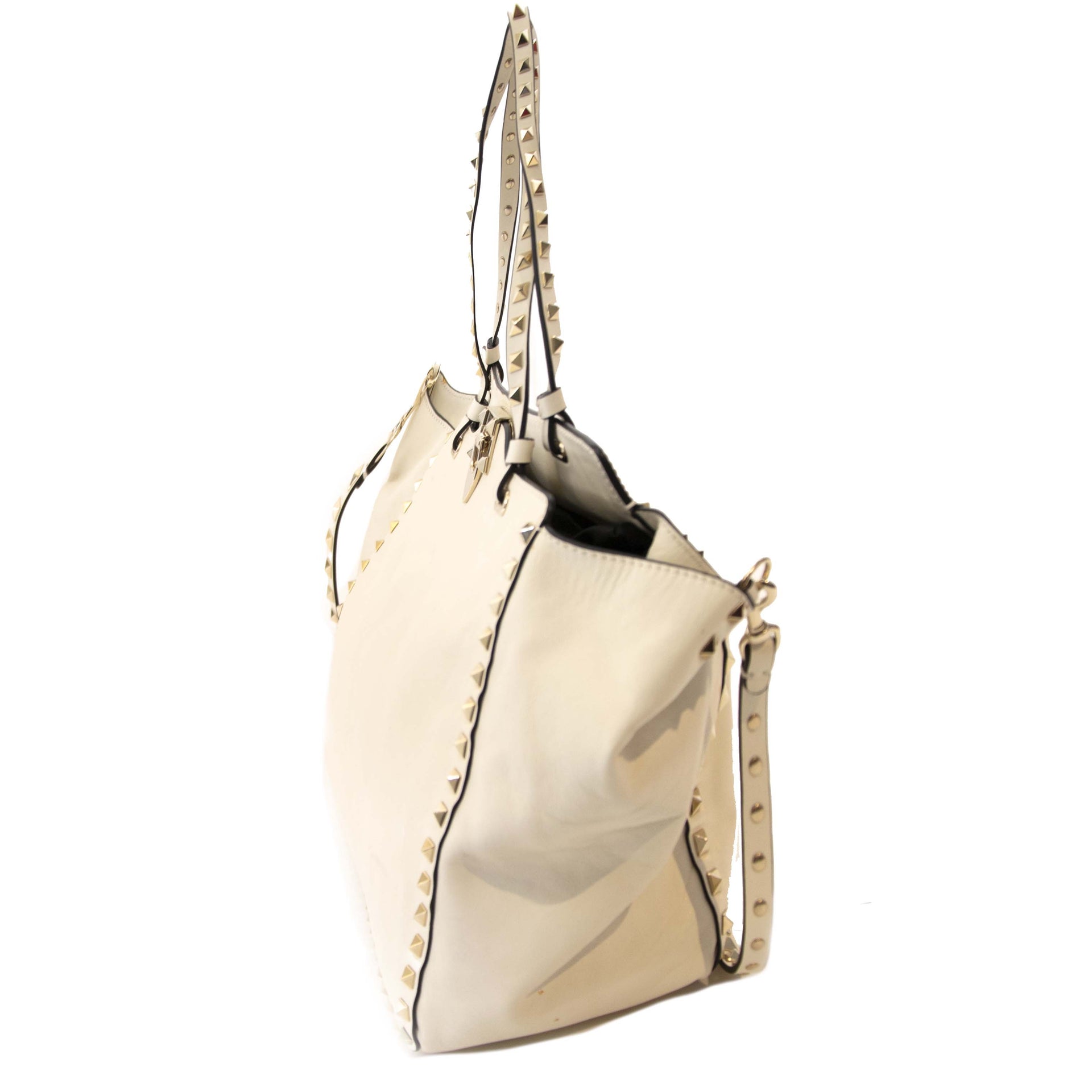 Valentino Garavani White Rockstud Leather Tote