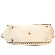 Valentino Garavani White Rockstud Leather Tote