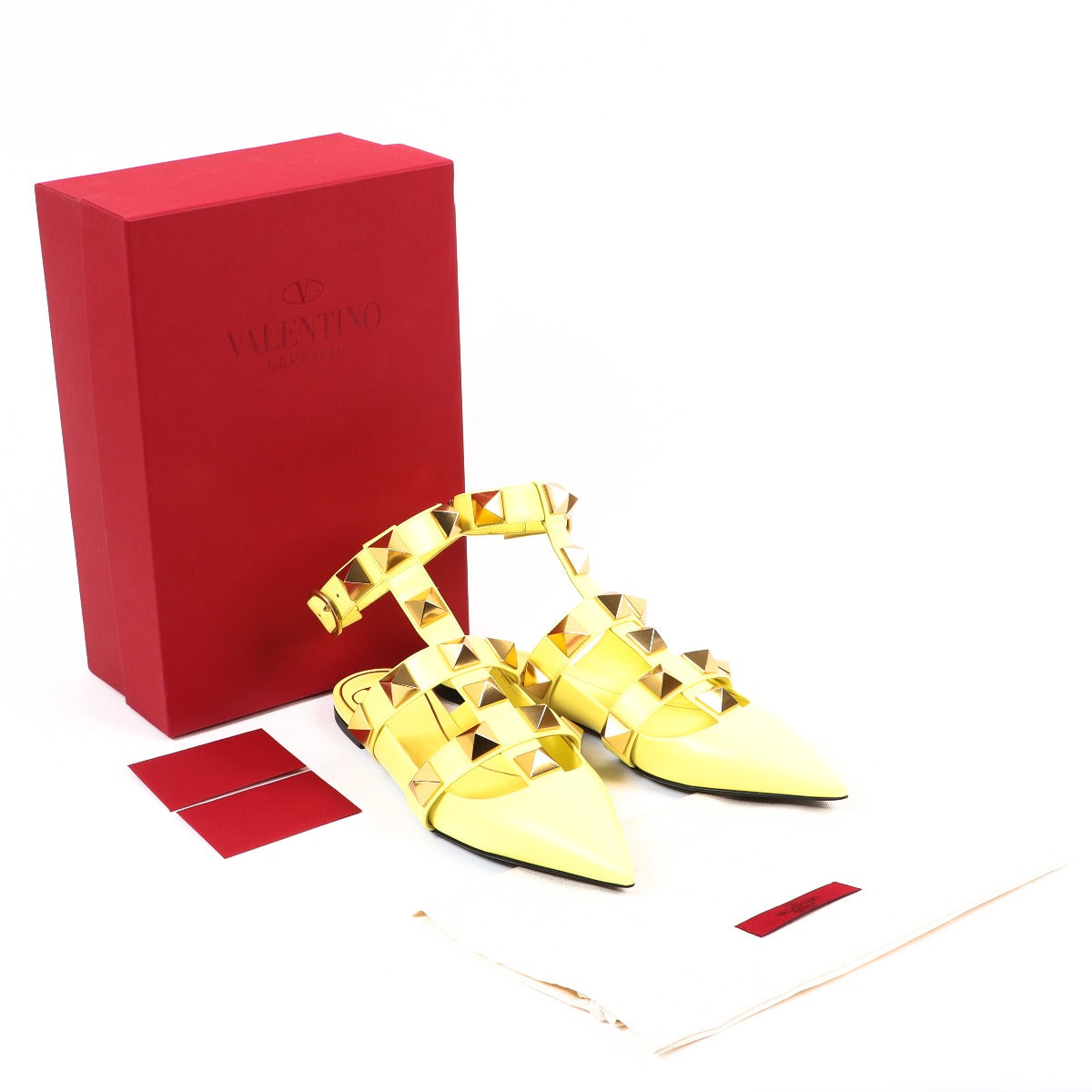 Valentino Garavani Yellow Calfskin Roman Stud Sandals