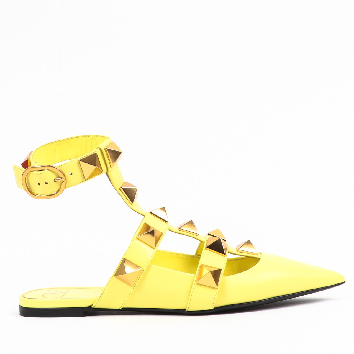 Valentino Garavani Yellow Calfskin Roman Stud Sandals