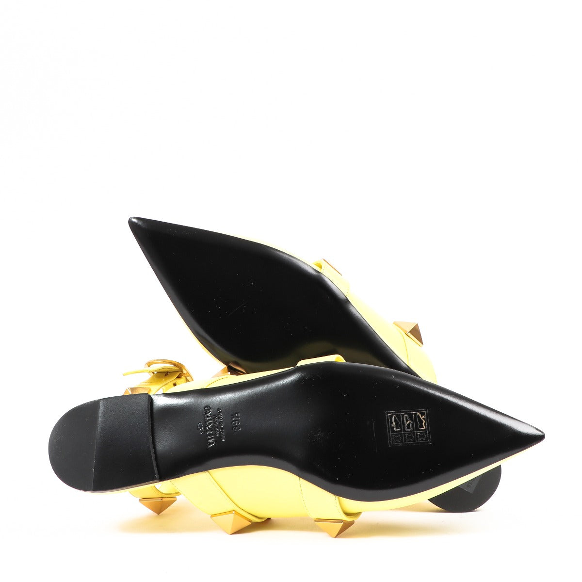 Sandales Valentino Garavani Roman Stud en cuir de veau jaune - Taille 39 1/2