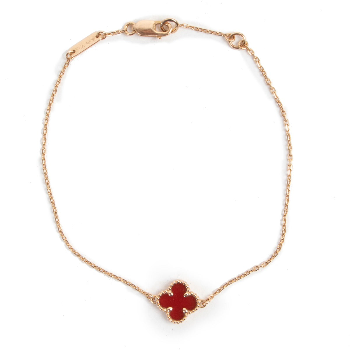 Van Cleef & Arples Rose Gold Carnelian Sweet Alhambra Bracelet