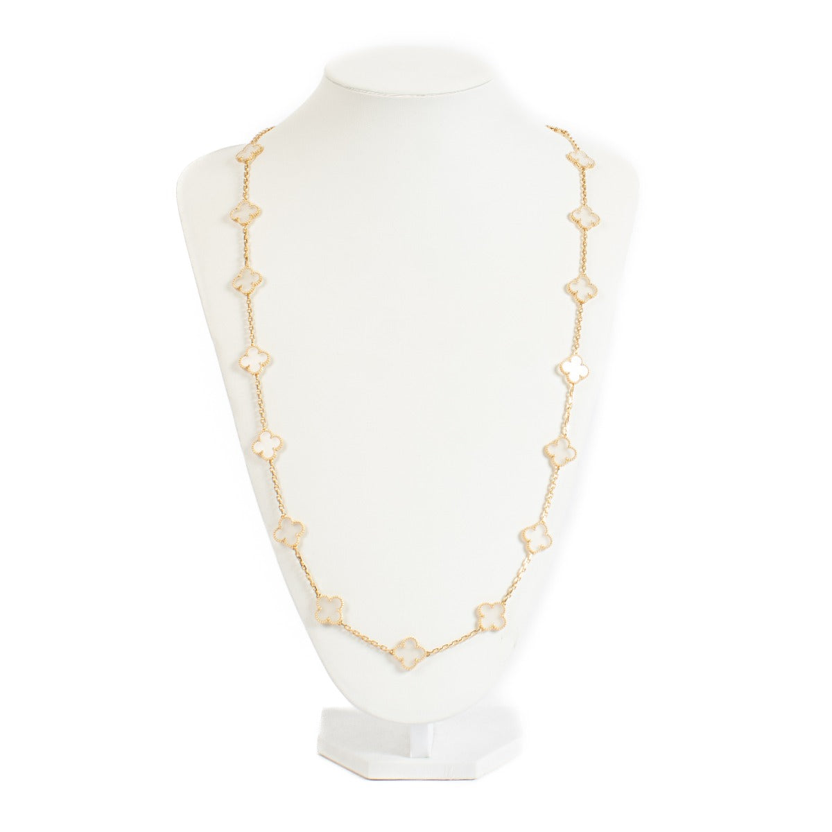 Van Cleef & Arpels Yellow Gold/Rock Crystal Vintage Alhambra 20 Motifs Long Necklace