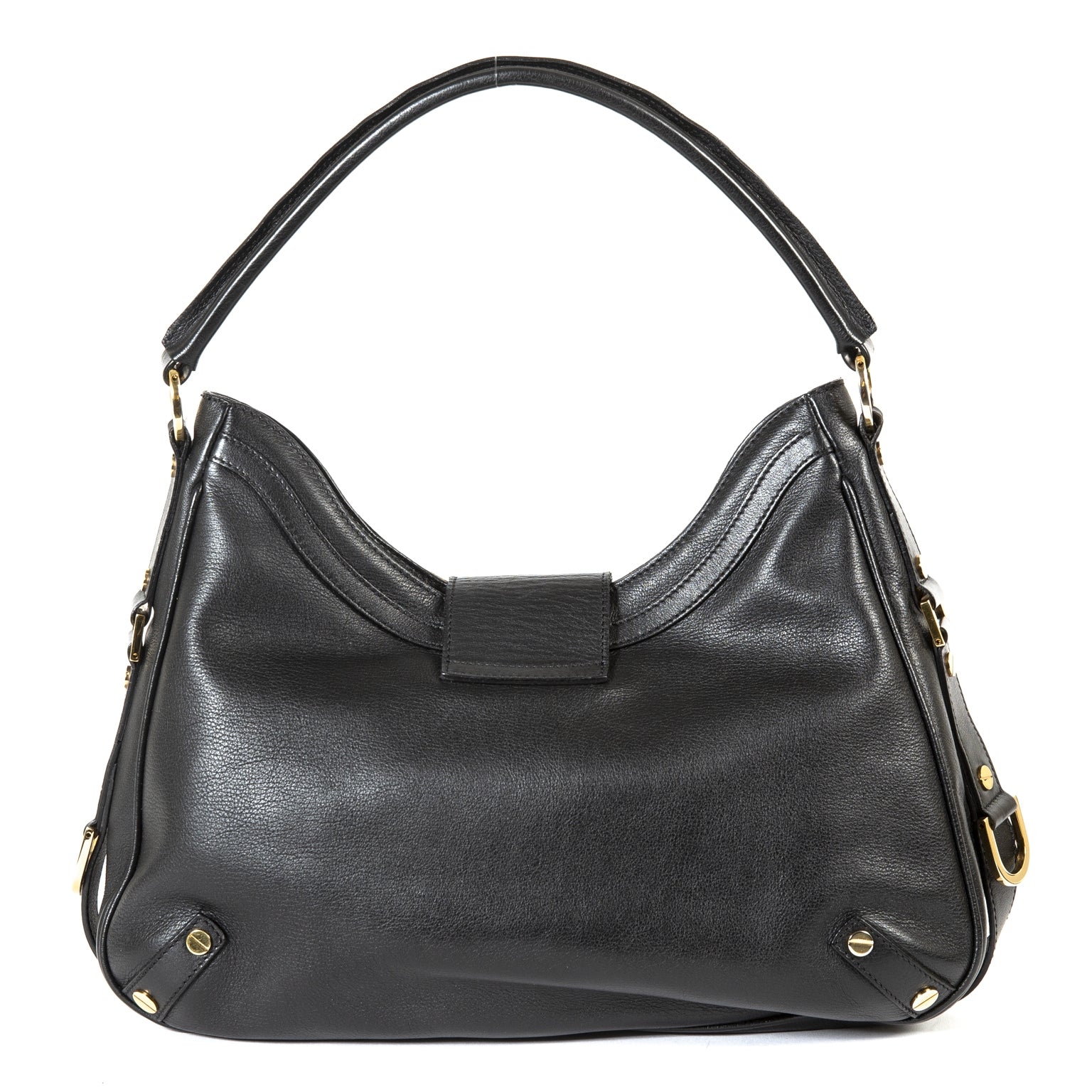 Versace Black Leather Shoulder Bag now for sale at labellov vintage fashion webshop belgium