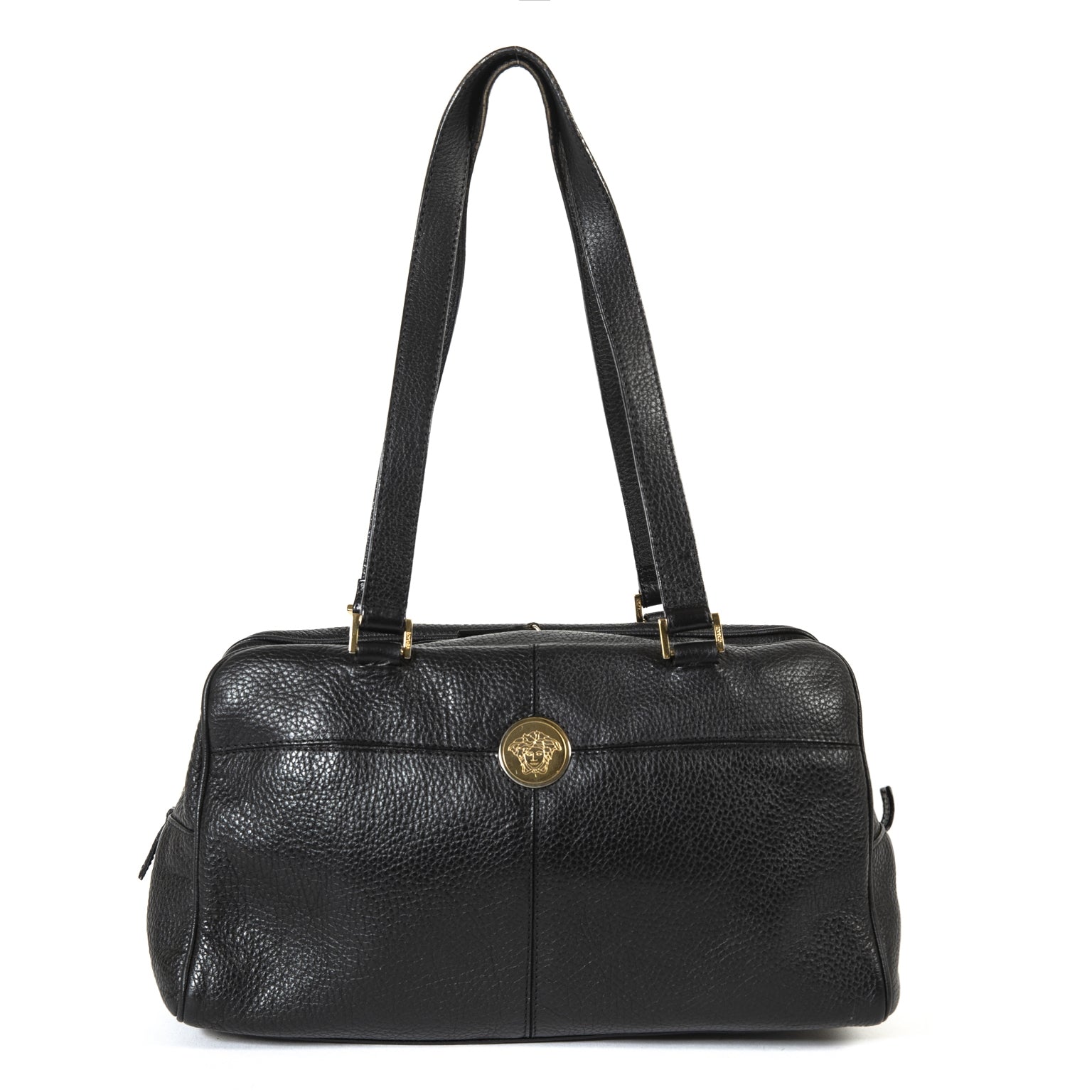 Versace Black Leather Medusa Shoulder Bag now for sale at labellov vintage fashion webshop belgium