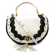 Buy an authentic secondhand Versace bag in a black and white leather at the right price at LabelLOV vintage webshop. Safe and secure online shopping.