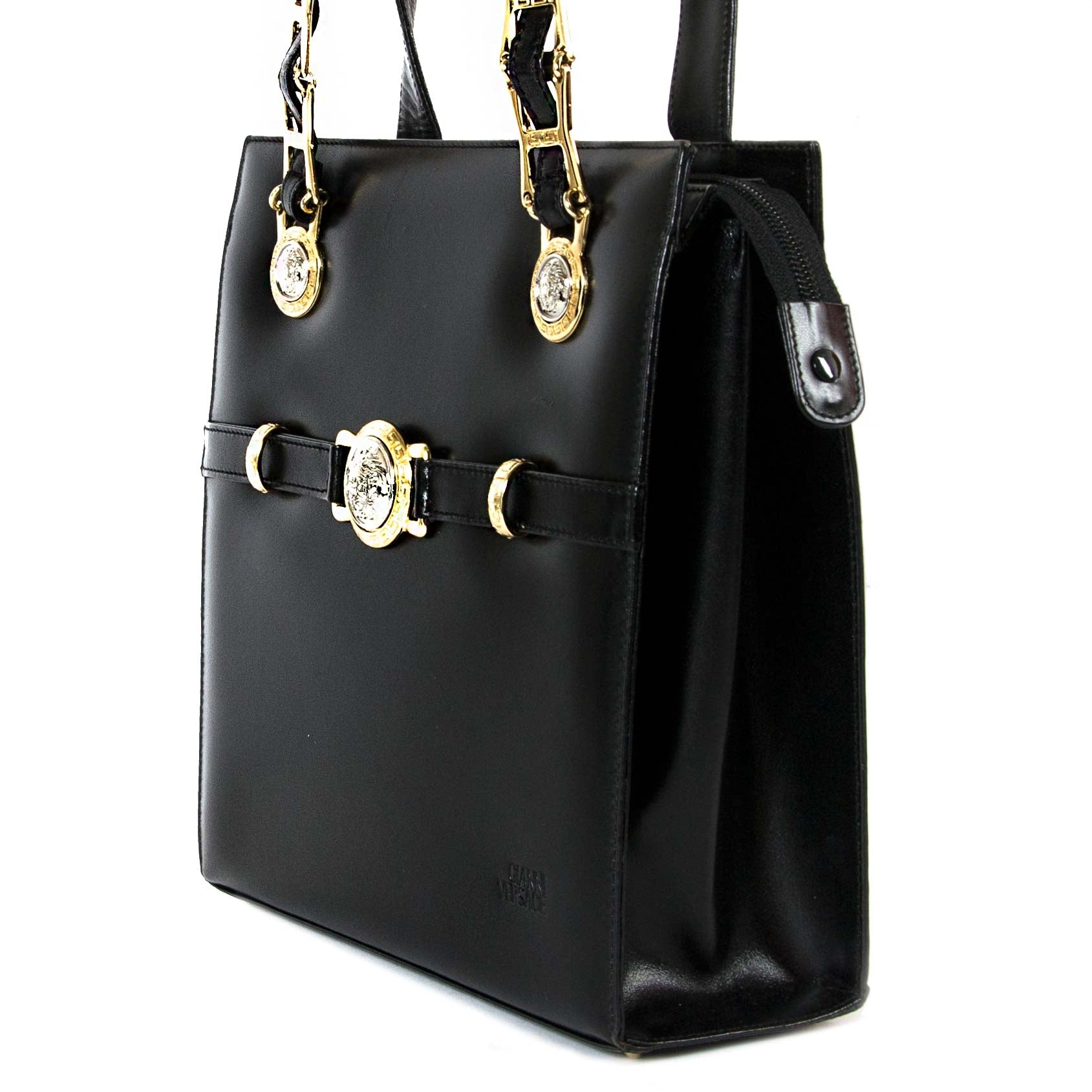Gianni Versace Black Leather And Chain Shoulder Bag – Labellov