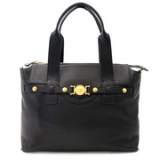 Versace Black Pebbled Leather Medusa Shopping Tote for sale online at Labellov