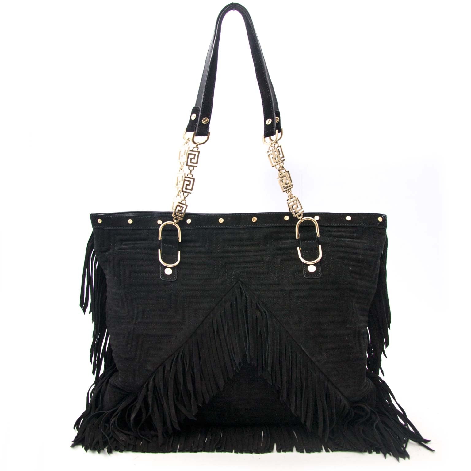 Buy your Gianni Versace Black Suede Fringe Shoulder Bag