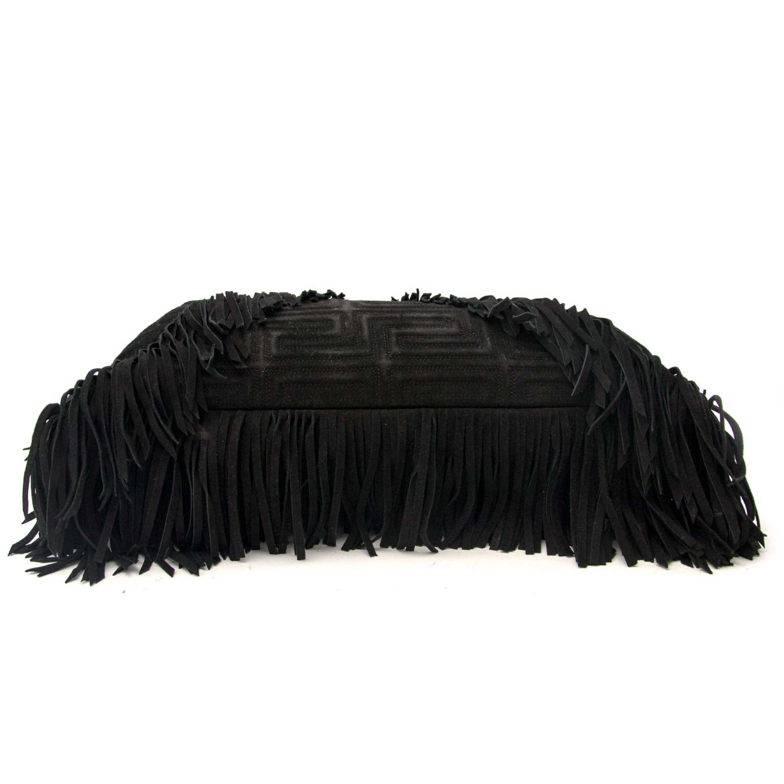 Gianni Versace Black Suede Fringe Shoulder Bag for sale