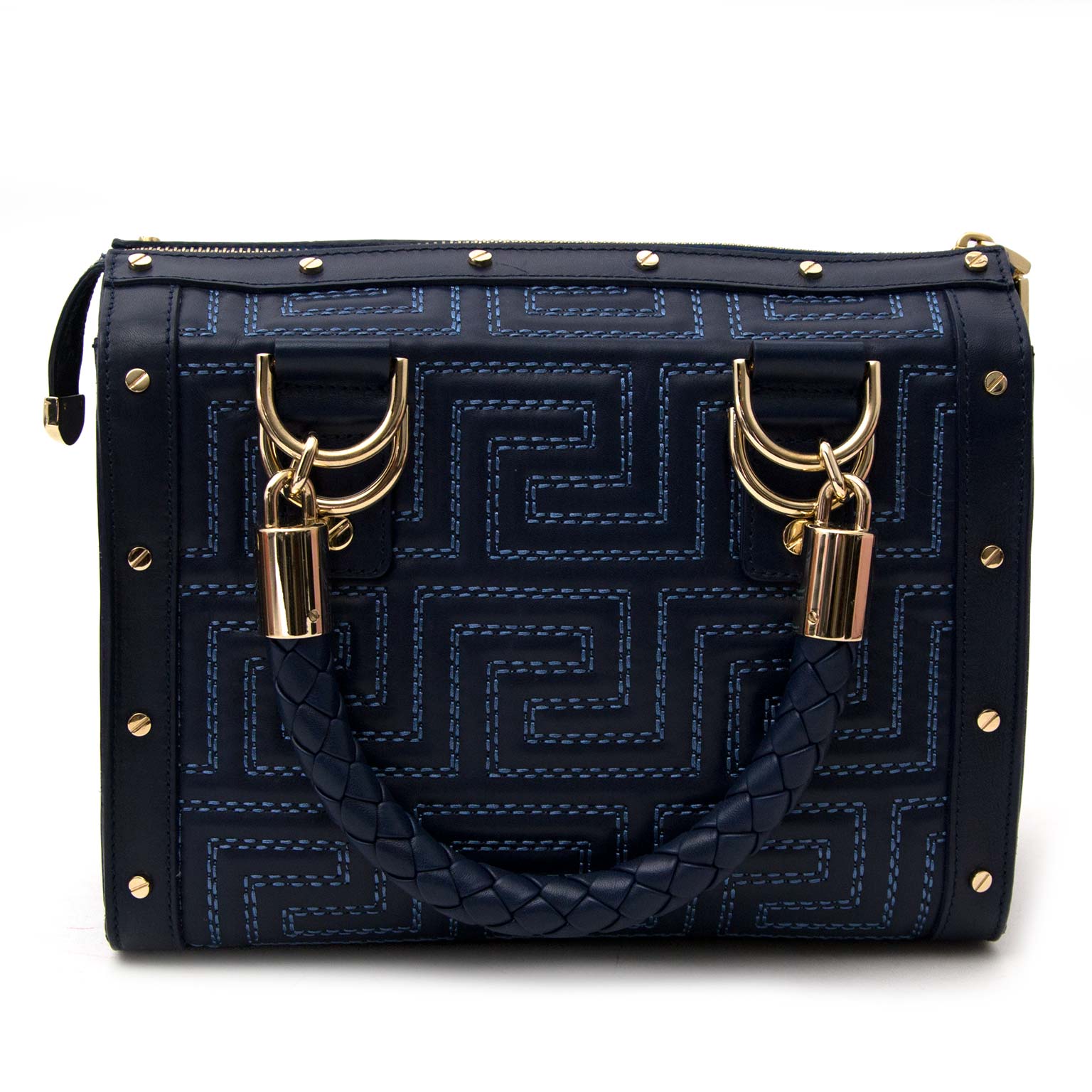 Are you interested in an authentic Gianni Versace Couture Blue Embroidered Bag