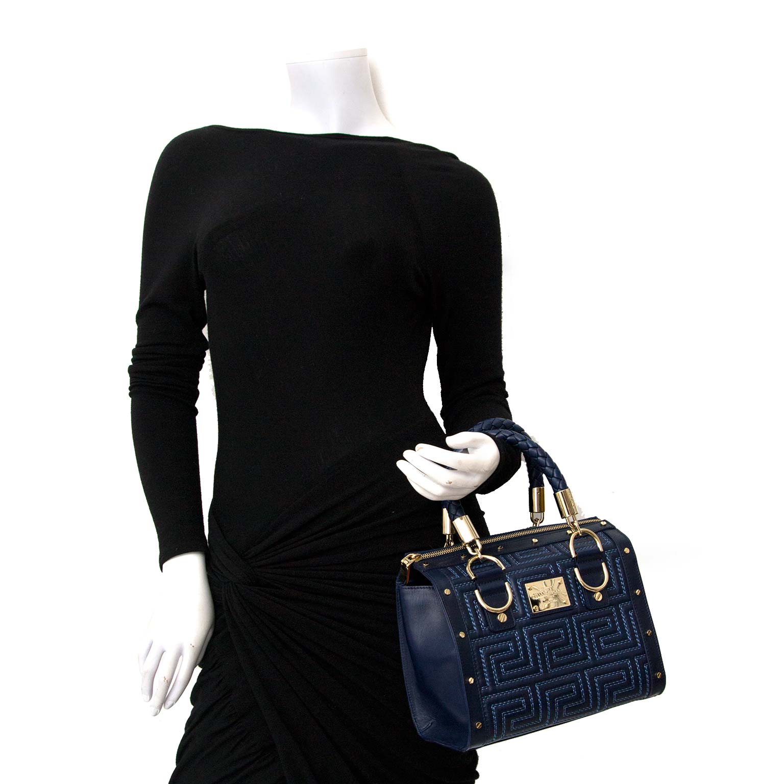 Gianni Versace Couture Blue Embroidered Bag for sale online