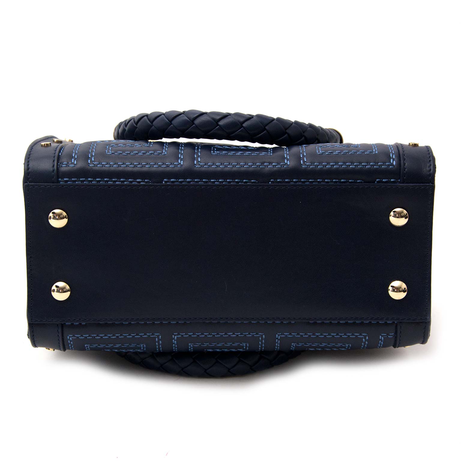 For sale online Gianni Versace Couture Blue Embroidered Bag