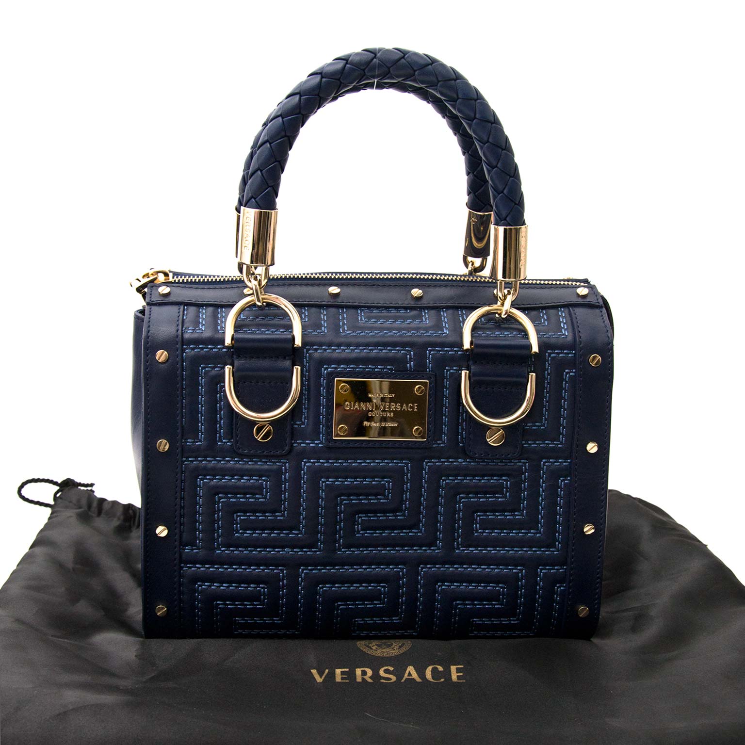 Buy your authenti Gianni Versace Couture Blue Embroidered Bag
