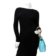 acheter en ligne pour le meilleur prix Versace Turquoise Quilted Leather 'Vanitas' Flap Chain Strap Handbag