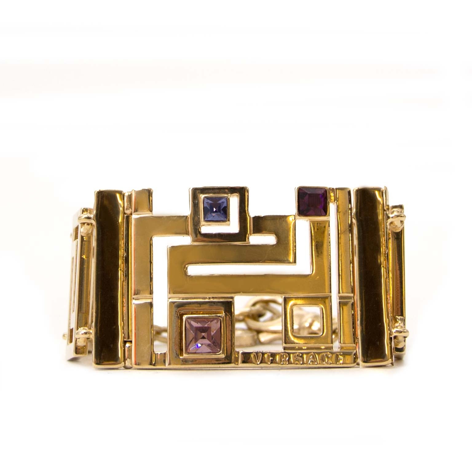 versace gold-toned bracelet with stones now for sale at labellov vintage fashion webshop belgium