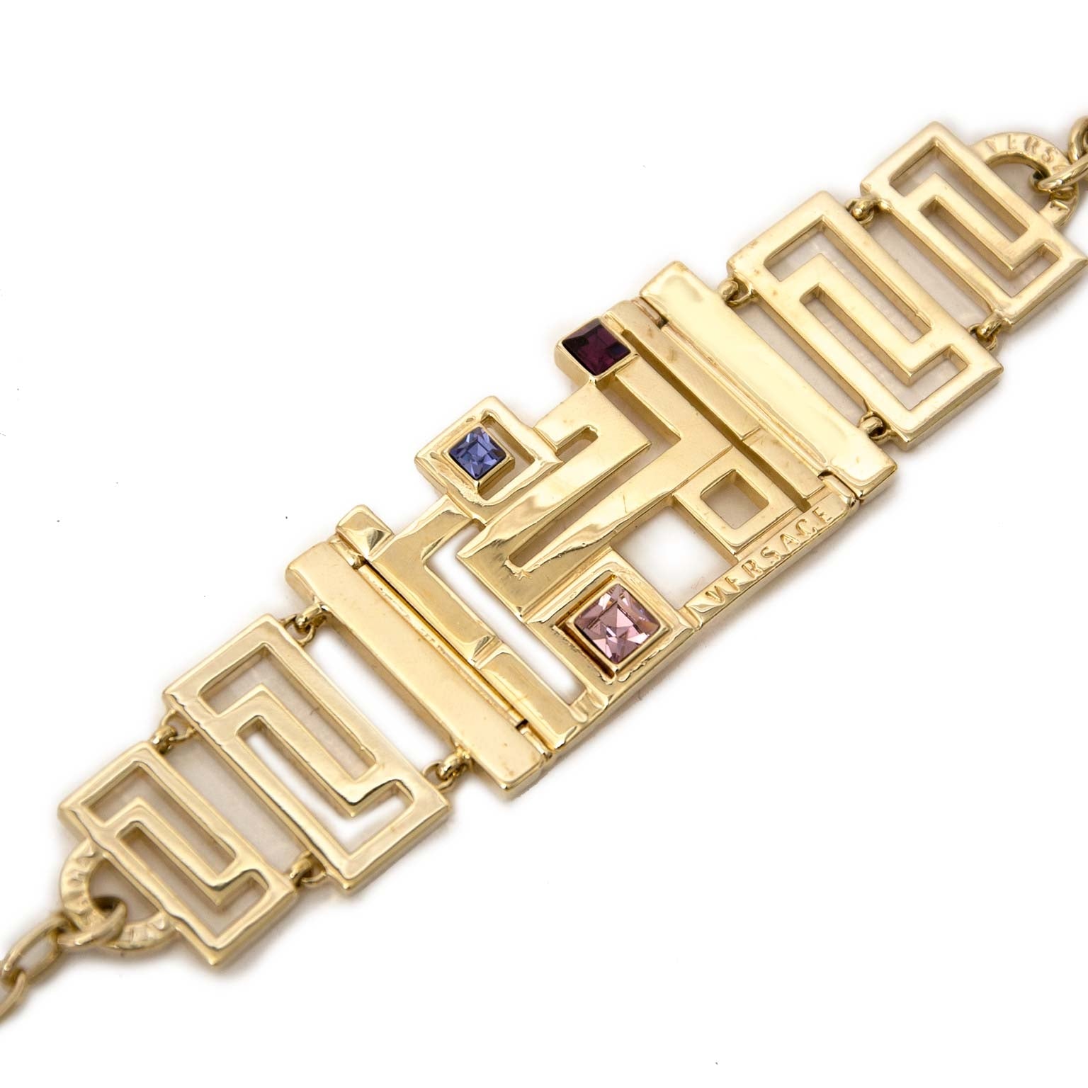 koop versace gold-toned armband met steentjes bij labellov vintage mode webshop belgië