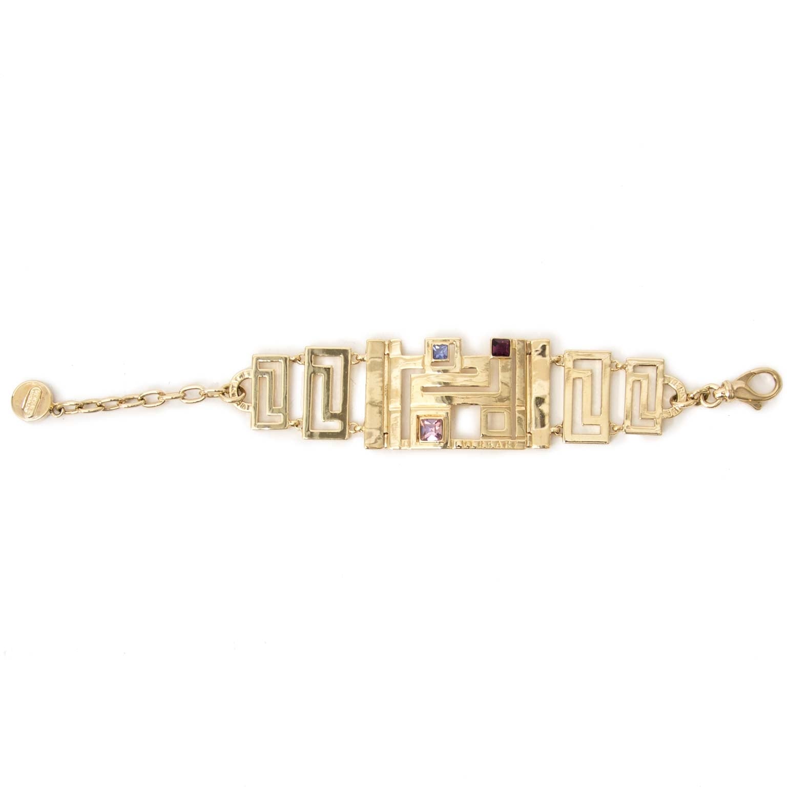 versace gold-toned armband met steentjes nu te koop bij labellov vintage mode webshop belgië