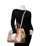 as new Ralph Lauren Rose Gold Metallic Pearl Python Ricky 33 Bag