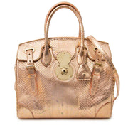 acheter en ligne seconde main Ralph Lauren Rose Gold Metallic Pearl Python Ricky 33 Bag