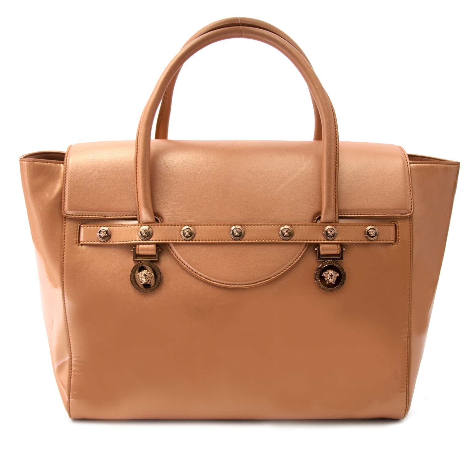 Versace Gold Rose Signature Patent Large Tote Bag