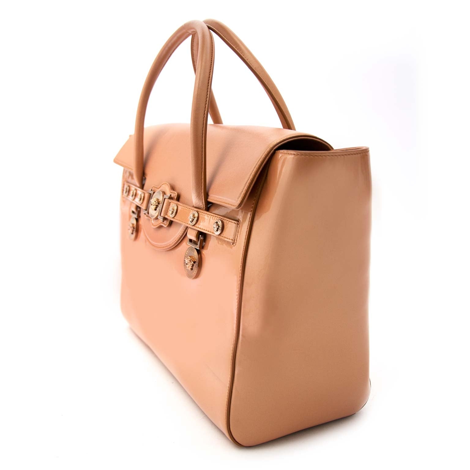 Versace Gold Rose Signature Patent Large Tote Bag
