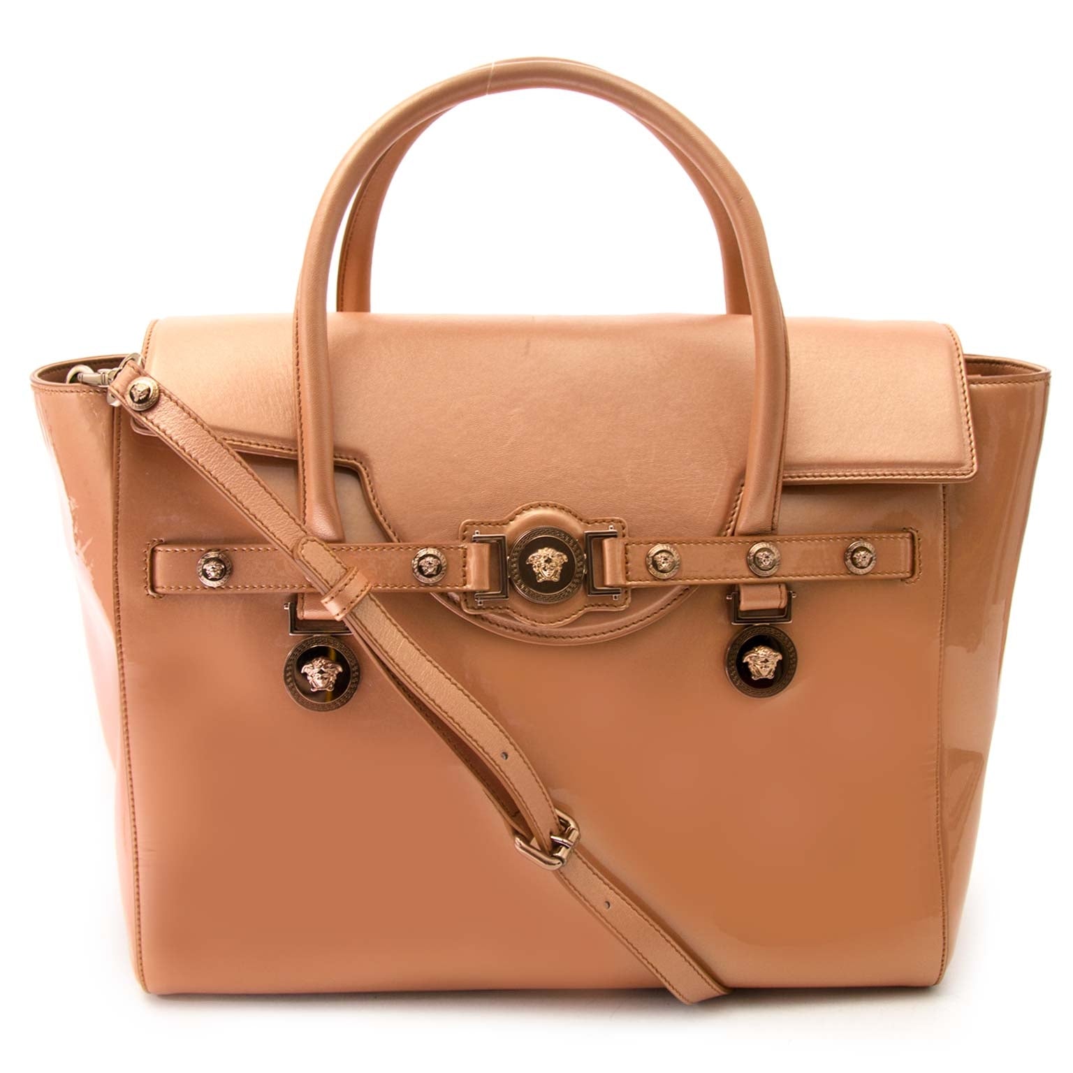 Versace Gold Rose Signature Patent Large Tote Bag