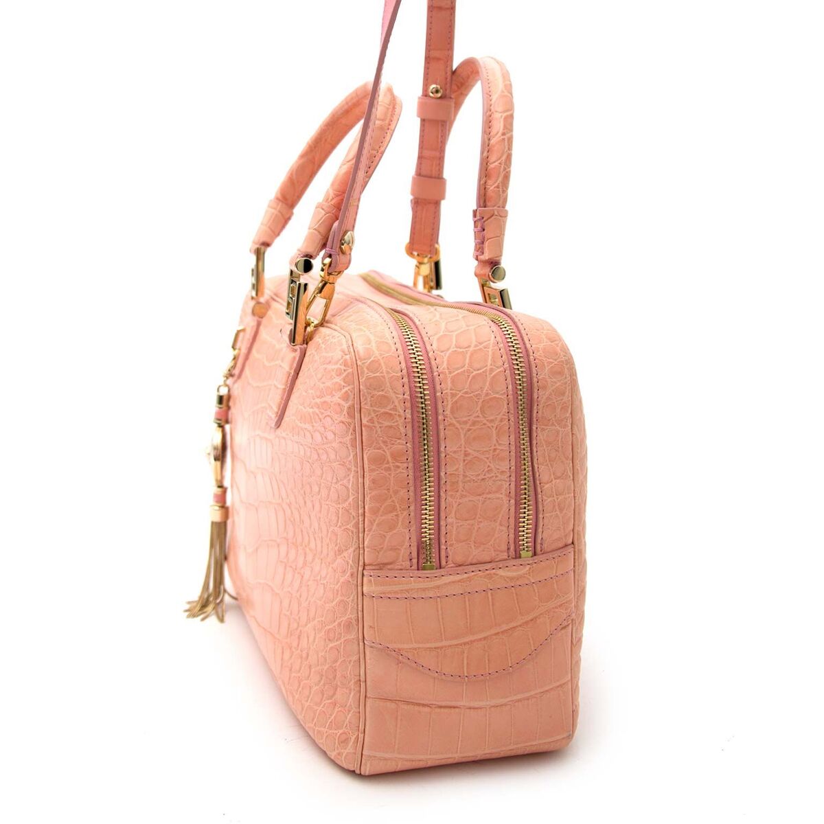 Kaufen Sie authentische Second Hand Versace Handtaschen in Kroko Pink zu einem fairen Preis bei LabelLOV. Sicheres Online-Shopping.