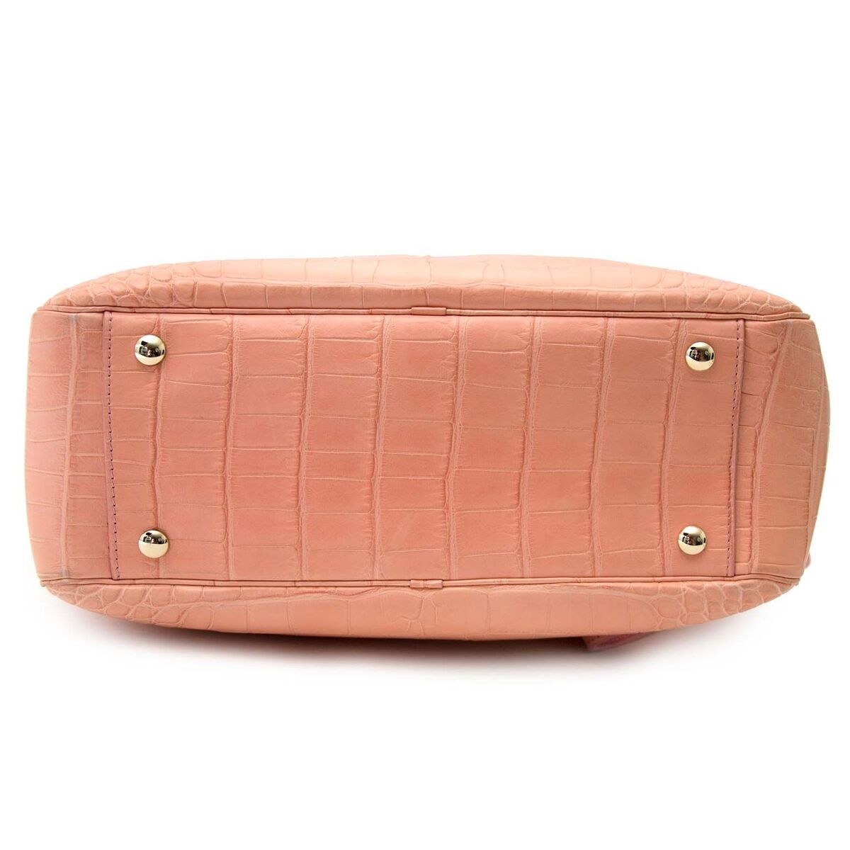 Achetez authentique seconde main Versace croco sac de main dans le couleur rose pour le bon prix chez LabelLOV.