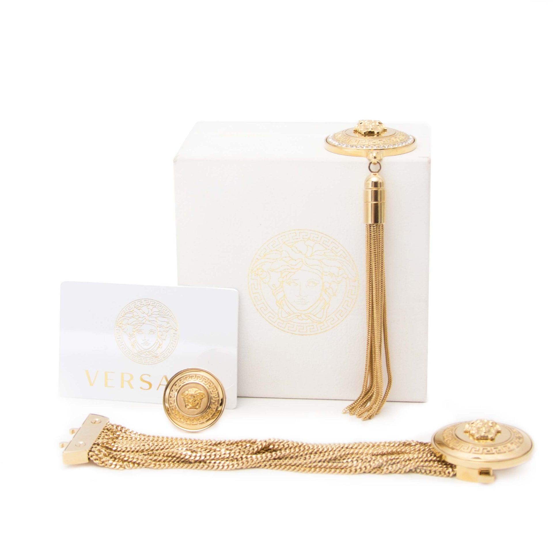 Versace Gold Medusa Jewelry Set of Three available at labellov online