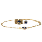 Versace Ring Chain Belt & Bracelet Gold Blue Jewelry Set Buy authentic designer Versace secondhand jewelry at Labellov at the best price. Safe and secure shopping. Koop tweedehands authentieke Versace juwelen ring riem bij designer webwinkel labellov
