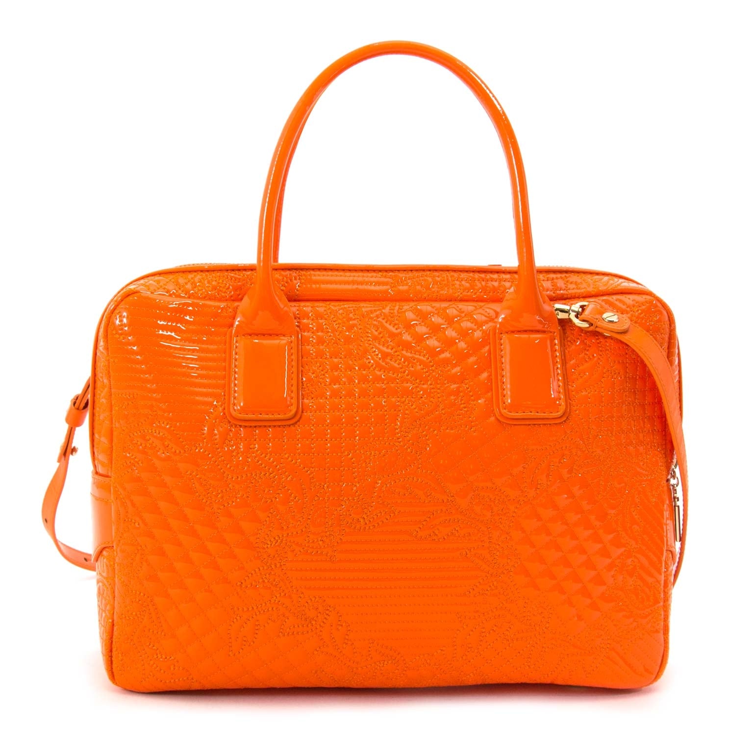 Buy and sell your Versace Orange Patent Leather Bowling Bag