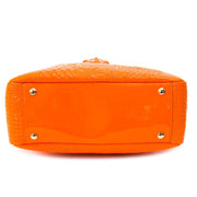 Versace Orange Patent Leather Bowling Bag