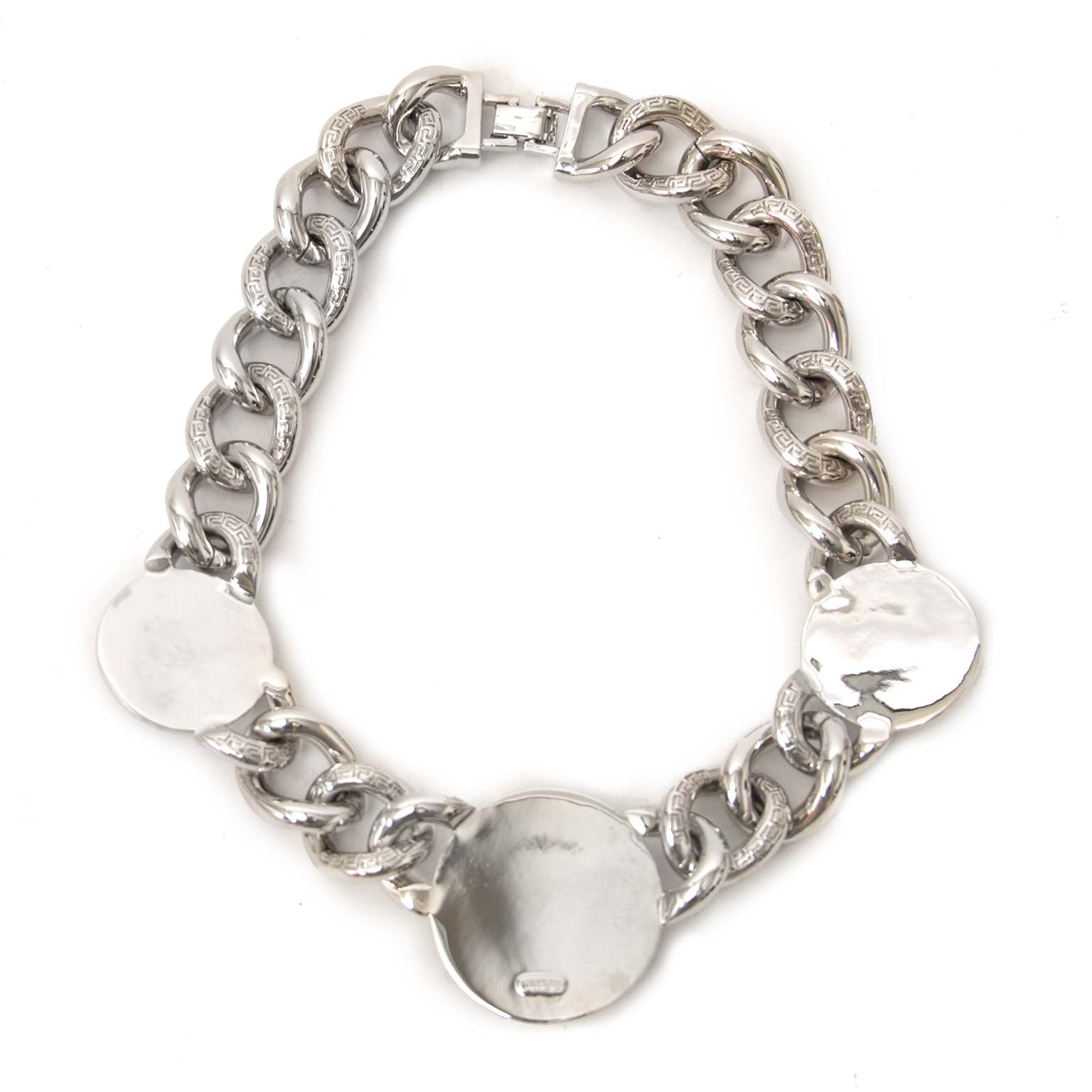 versace silver-toned chain medusa necklace now for sale at labellov vintage fashion webshop belgium