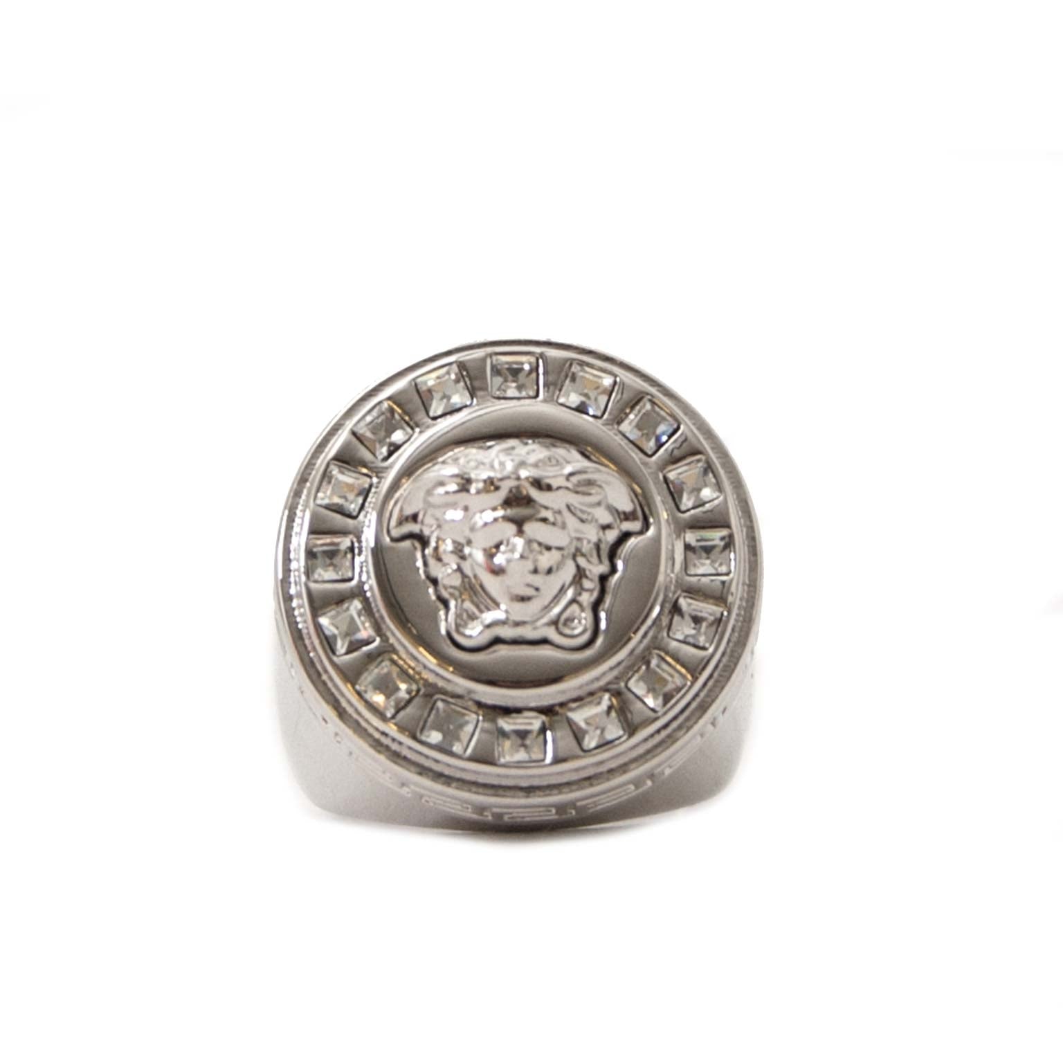 acheter en ligne pour le meilleur prix Versace Silver Meduse Crystal Ring