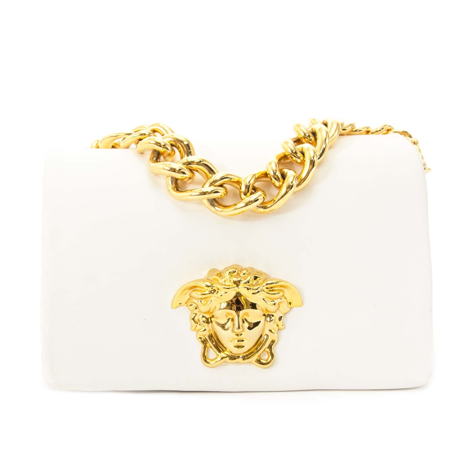 Versace Gold Medusa Cream Leather Shoulder Bag for the best price at Labellov