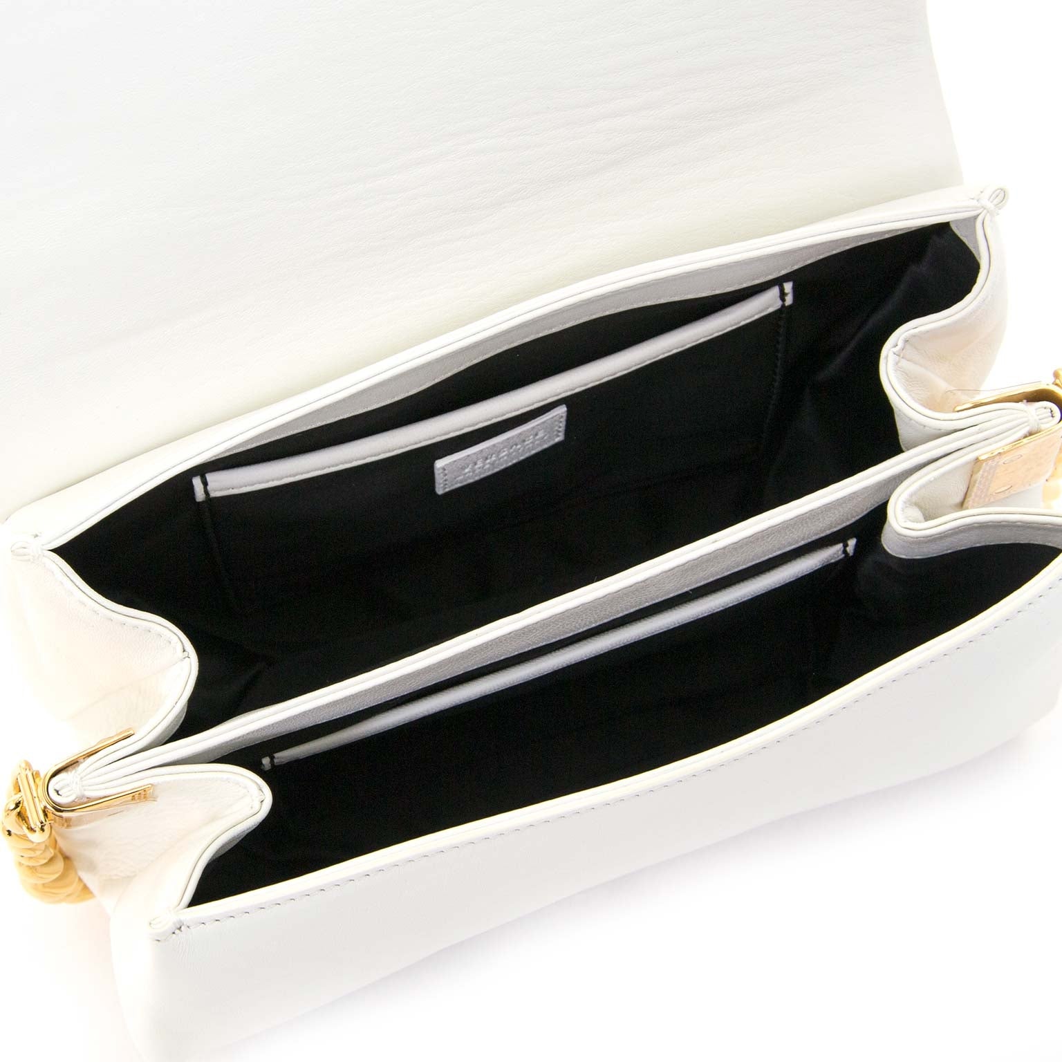 Versace Gold Medusa Cream Leather Shoulder Bag