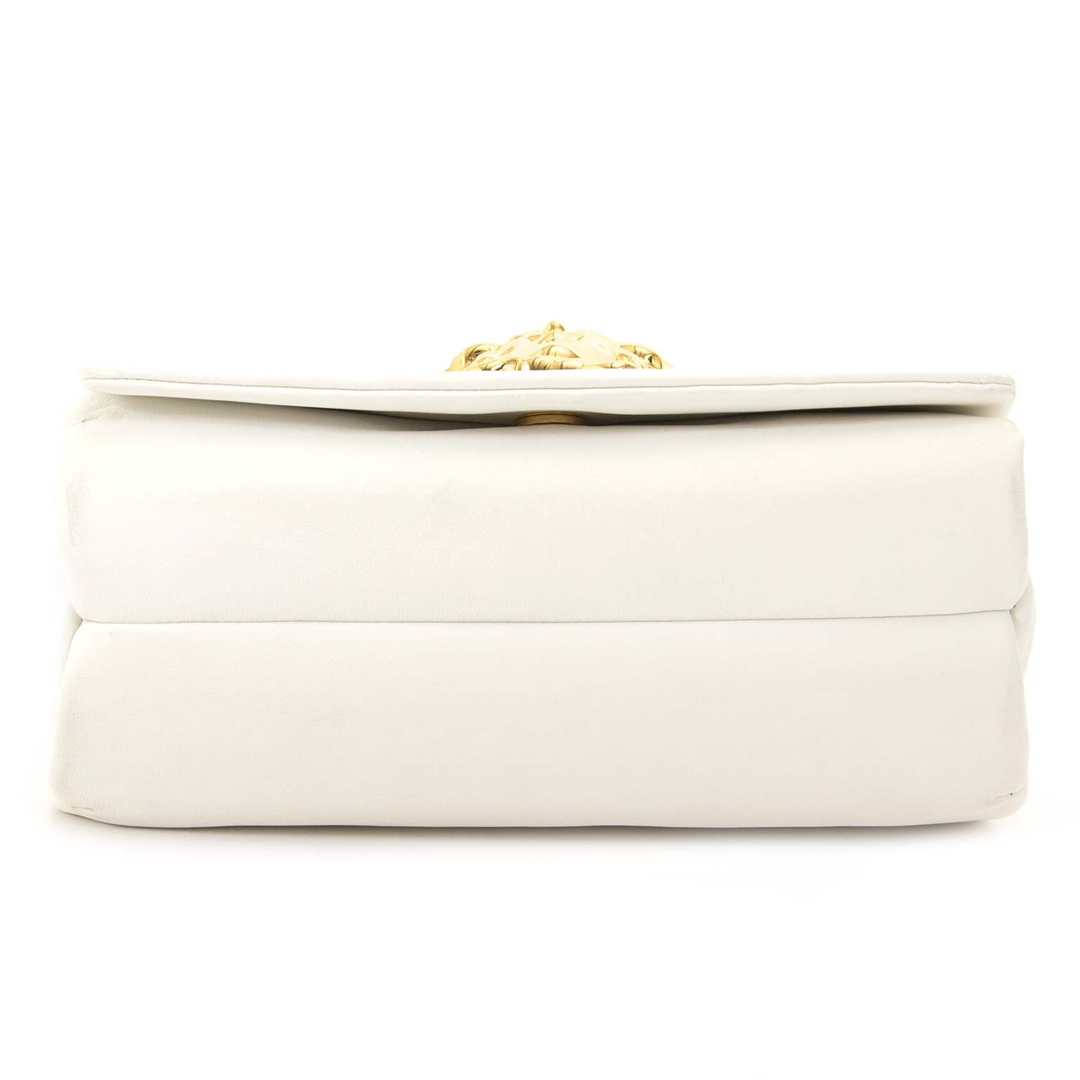 Versace Gold Medusa Cream Leather Shoulder Bag